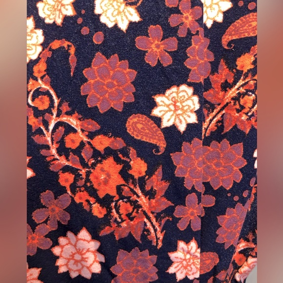 LuLaRoe Tall & Curvy leggings, orange/purple/navy paisley/floral pattern. - Picture 2 of 6